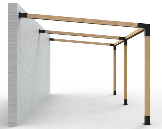 Angled Double Wall Mounted Pergola Kit for 90x90 Timber Posts Angled Double Wall Mounted Pergola Kit for 90x90 Timber Posts