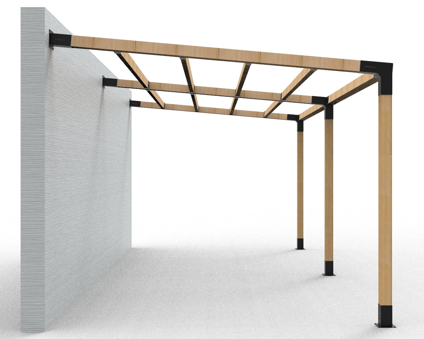 Angled Double Wall Mounted Pergola Kit with 8 Top Rafters 1 Angled Double Wall Mounted Pergola Kit with 8 Top Rafters 1