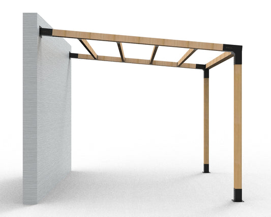 Angled Wall Mounted Pergola with Top Rafters Angled Wall Mounted Pergola with Top Rafters