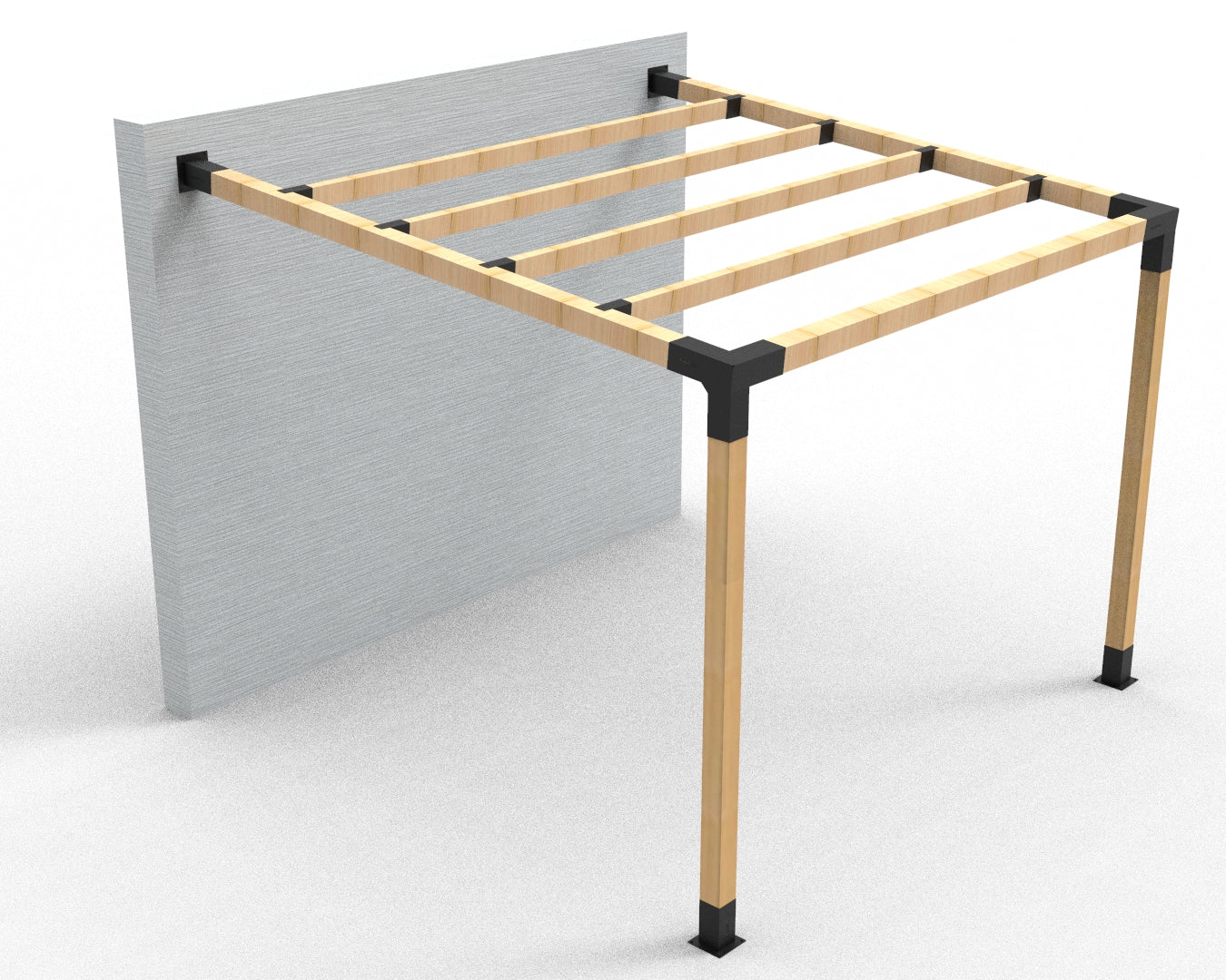 Angled Wall Mounted Pergola with Top Rafters Angled Wall Mounted Pergola with Top Rafters