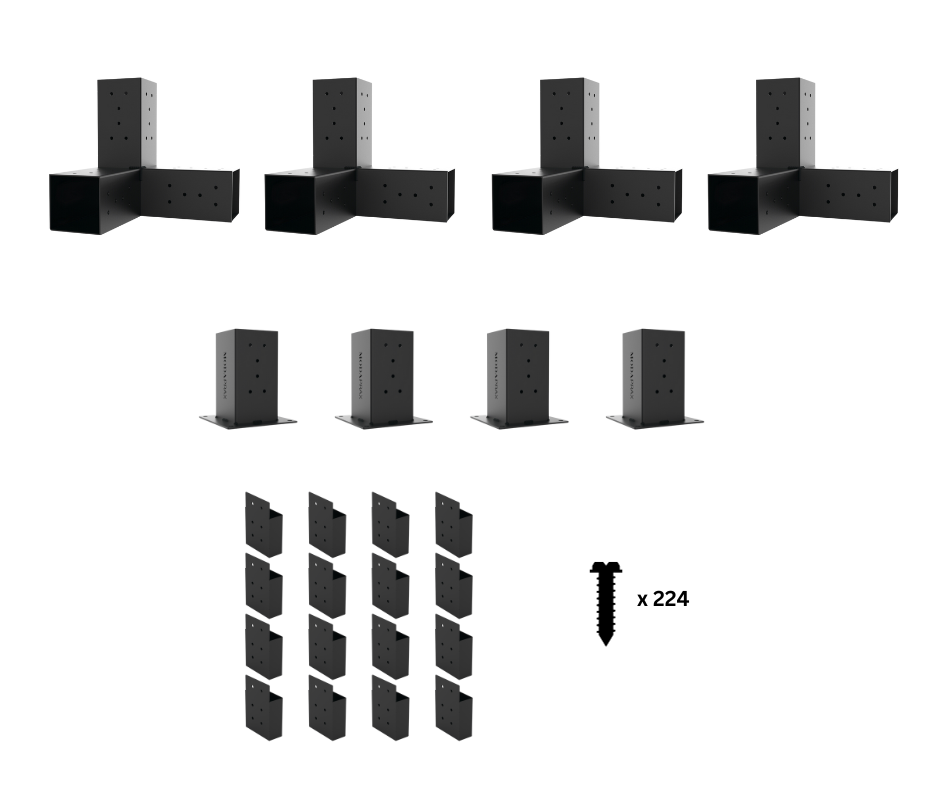 Any Size Pergola Kit for 90x90 Timber Posts with Side Posts_Components Any Size Pergola Kit for 90x90 Timber Posts with Side Posts_Components