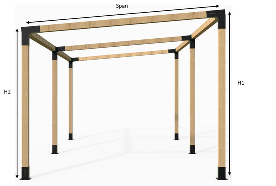 Double Angled Pergola Kit for 90x90 Posts_Height Estimates Double Angled Pergola Kit for 90x90 Posts_Height Estimates