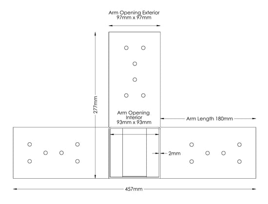 Four Way Extension Bracket Dimensions Four Way Extension Bracket Dimensions