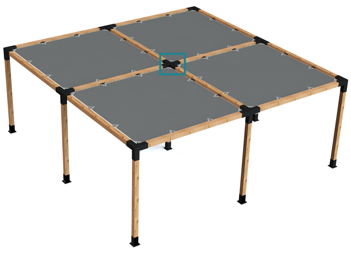 Modaprax 90x90 Pergola with Shade Sail - Marking Five Arm Modaprax 90x90 Pergola with Shade Sail - Marking Five Arm