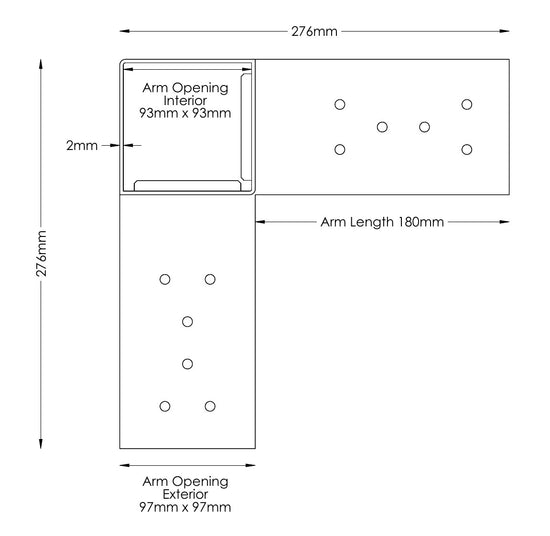 Three Way Corner Bracket Dimensions Three Way Corner Bracket Dimensions