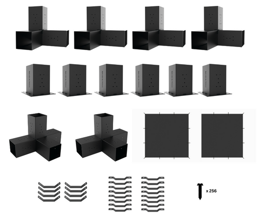 Modaprax Double Pergola with Shade Sail Kit for 140x140 Timber Posts_Components Modaprax Double Pergola with Shade Sail Kit for 140x140 Timber Posts_Components