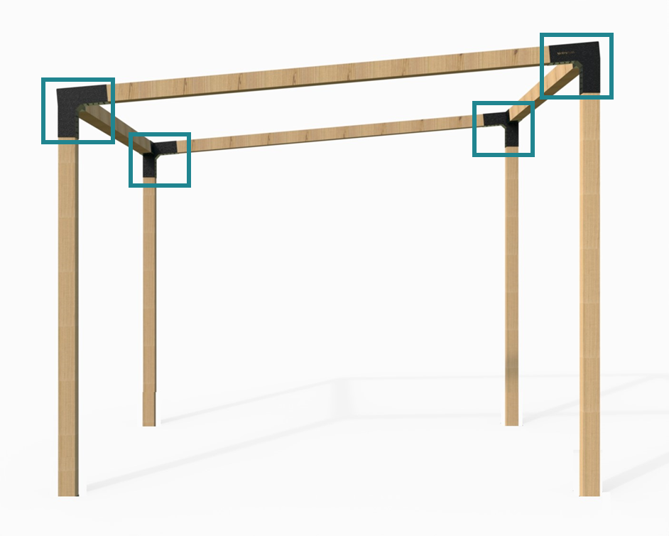 Modaprax Angled Pergola Bracket Kit_ Bracket Marking_In Ground Modaprax Angled Pergola Bracket Kit_ Bracket Marking_In Ground