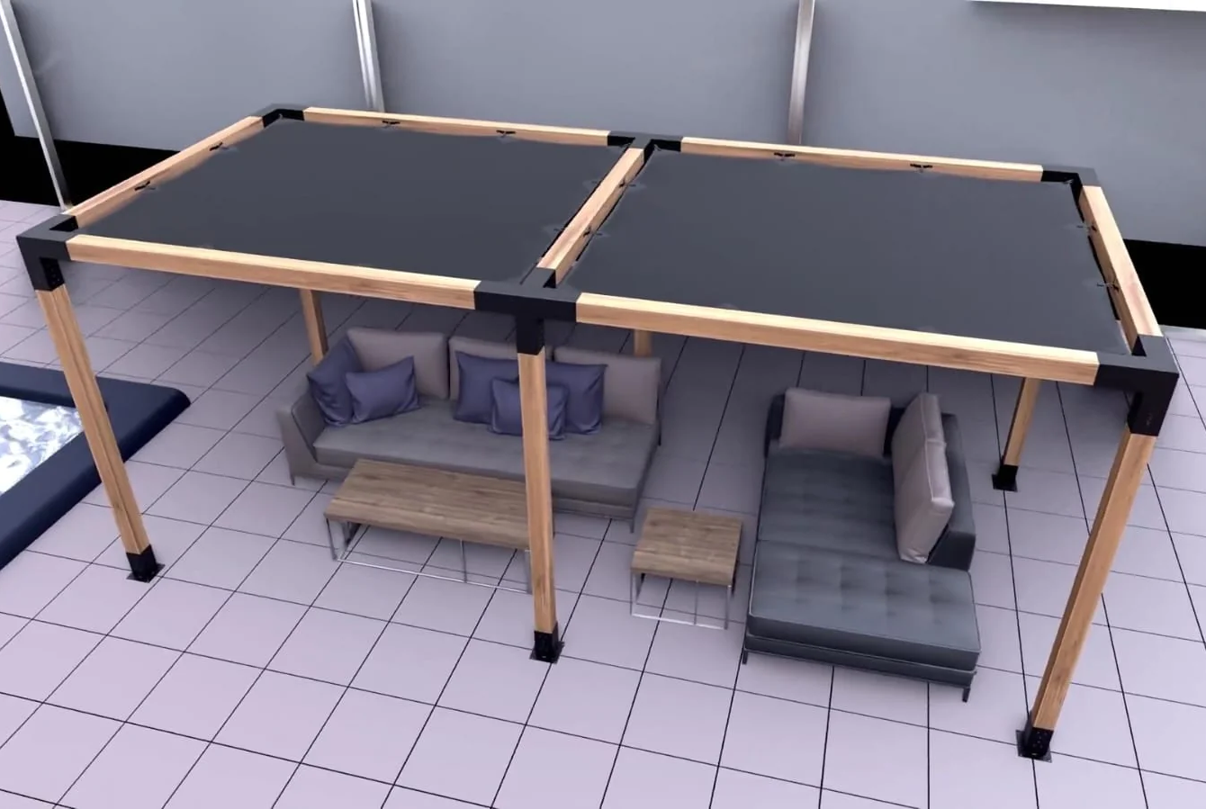 Modaprax Extended Pergola Kit with Shade Sail Pool Modaprax Extended Pergola Kit with Shade Sail Pool