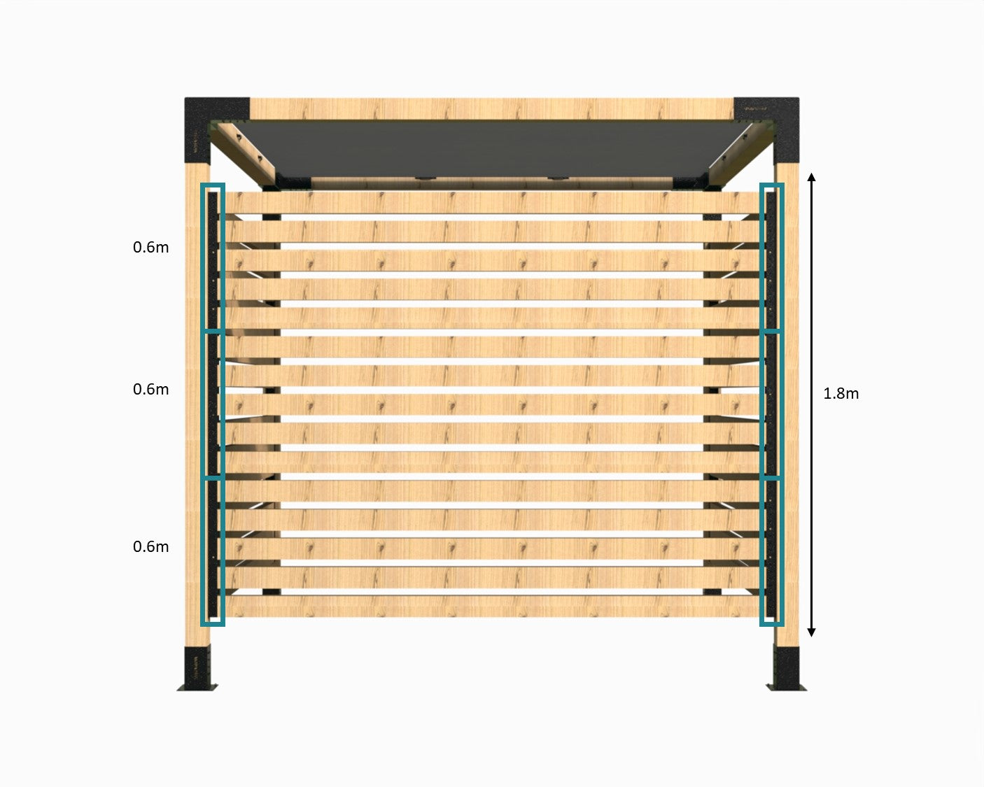 Modaprax Shade Sail Pergola with Privacy Rails 0.6m Rails Modaprax Shade Sail Pergola with Privacy Rails 0.6m Rails