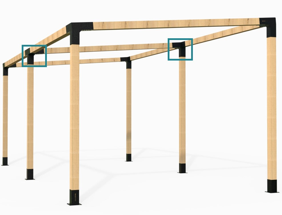 Upward & Downward Slope Angled Extension Pergola Bracket for 90x90 Timber Posts Upward & Downward Slope Angled Extension Pergola Bracket for 90x90 Timber Posts