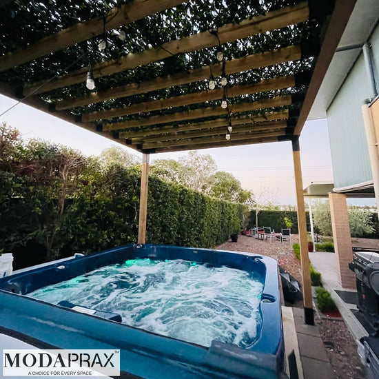 Spa Pergola with Rafters & Trellis Spa Pergola with Rafters & Trellis