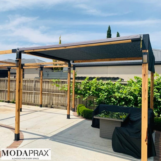 Modaprax Expanded Pergola with Shade Sail Modaprax Expanded Pergola with Shade Sail