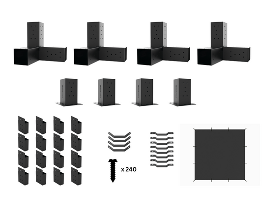 Shade Sail Pergola for 90x90 Timber Posts with Side Post Brackets_Components Shade Sail Pergola for 90x90 Timber Posts with Side Post Brackets_Components