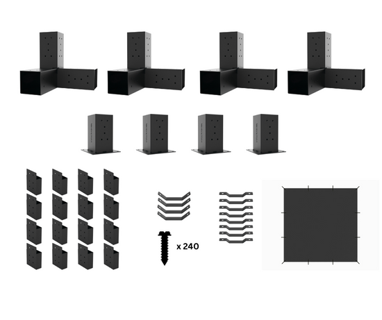Shade Sail Pergola for 90x90 Timber Posts with Side Post Brackets_Components Shade Sail Pergola for 90x90 Timber Posts with Side Post Brackets_Components