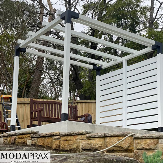 White Pergola with Side Posts White Pergola with Side Posts