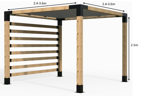 Timber Dimensions for Modaprax Shade Sail Pergola with Wall Posts Timber Dimensions for Modaprax Shade Sail Pergola with Wall Posts