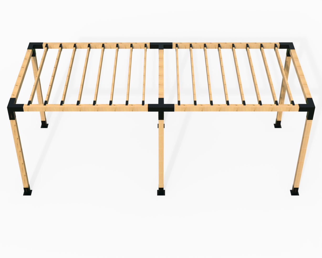 Double Pergola Kit for 90x90 Timber Posts with Top Rafter Brackets