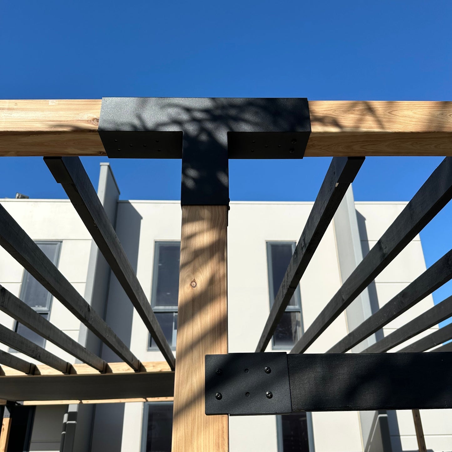 Double Pergola Kit for 90x90 Timber Posts with Top Rafter Brackets