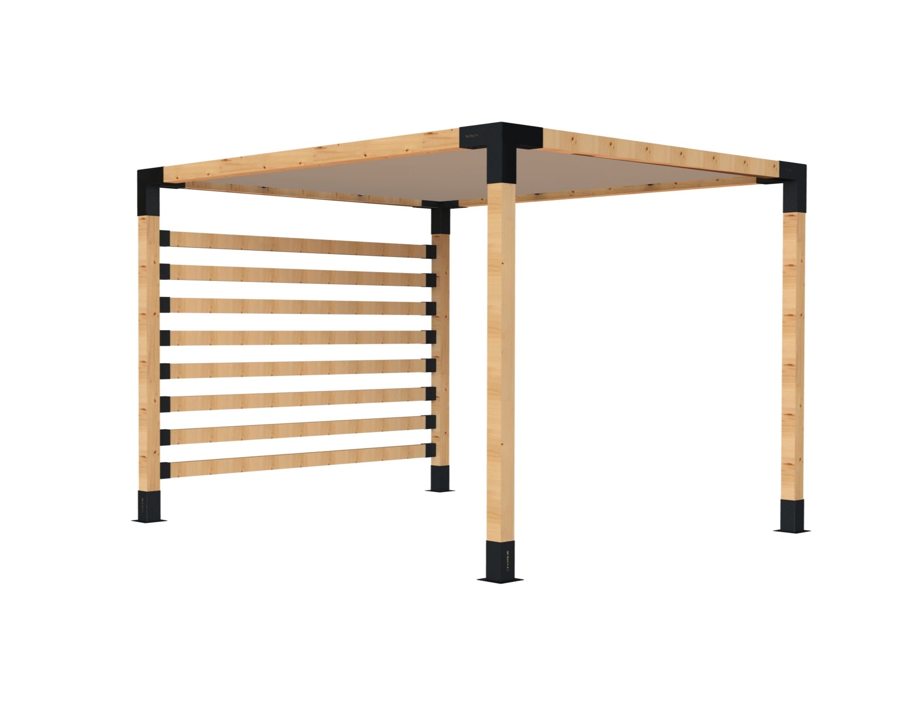 90x90 Single Pergola with Side Posts and Beige Shade Sail