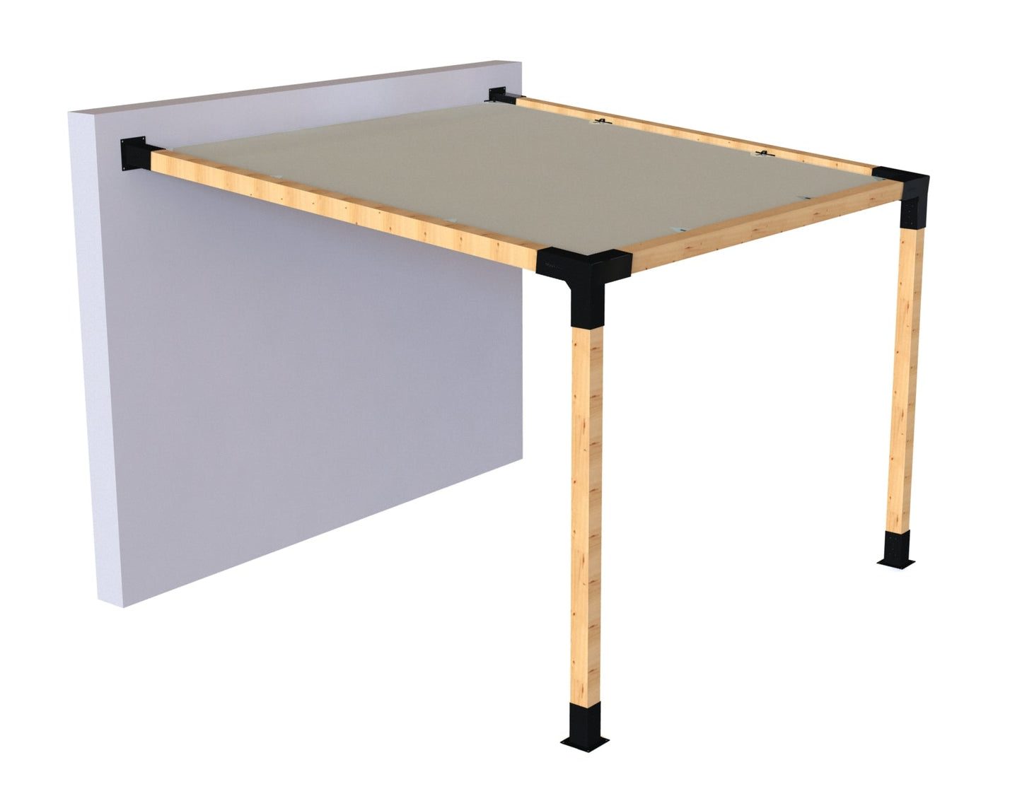 Angled Wall Mounted Pergola with Beige Shade Sail_MODAPRAX