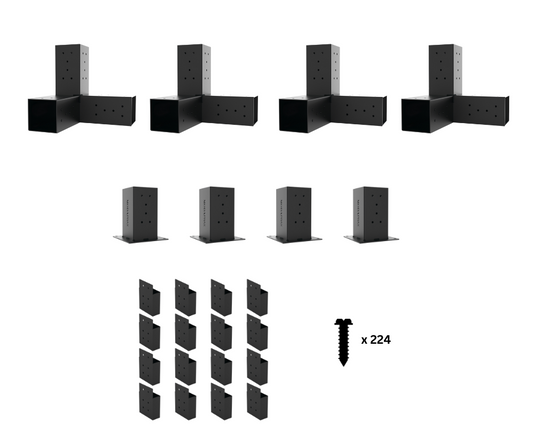 Any Size Pergola Kit for 90x90 Timber Posts with Side Posts_Components