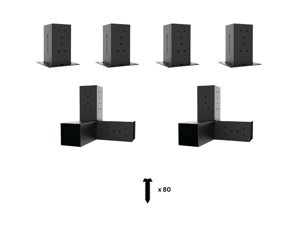 Any Size Wall Mounted Pergola Kit for 90x90 Timber Posts_Components