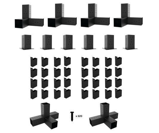 Double Pergola Kit for 90x90 Timber posts & Top Rafters