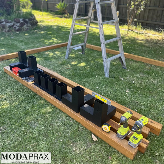 Modaprax Brackets and Components to Build Pergola