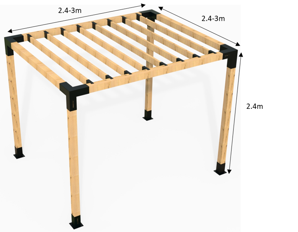Pergola Kit for 90x90 Timber Posts with Top Rafter Brackets – Modaprax