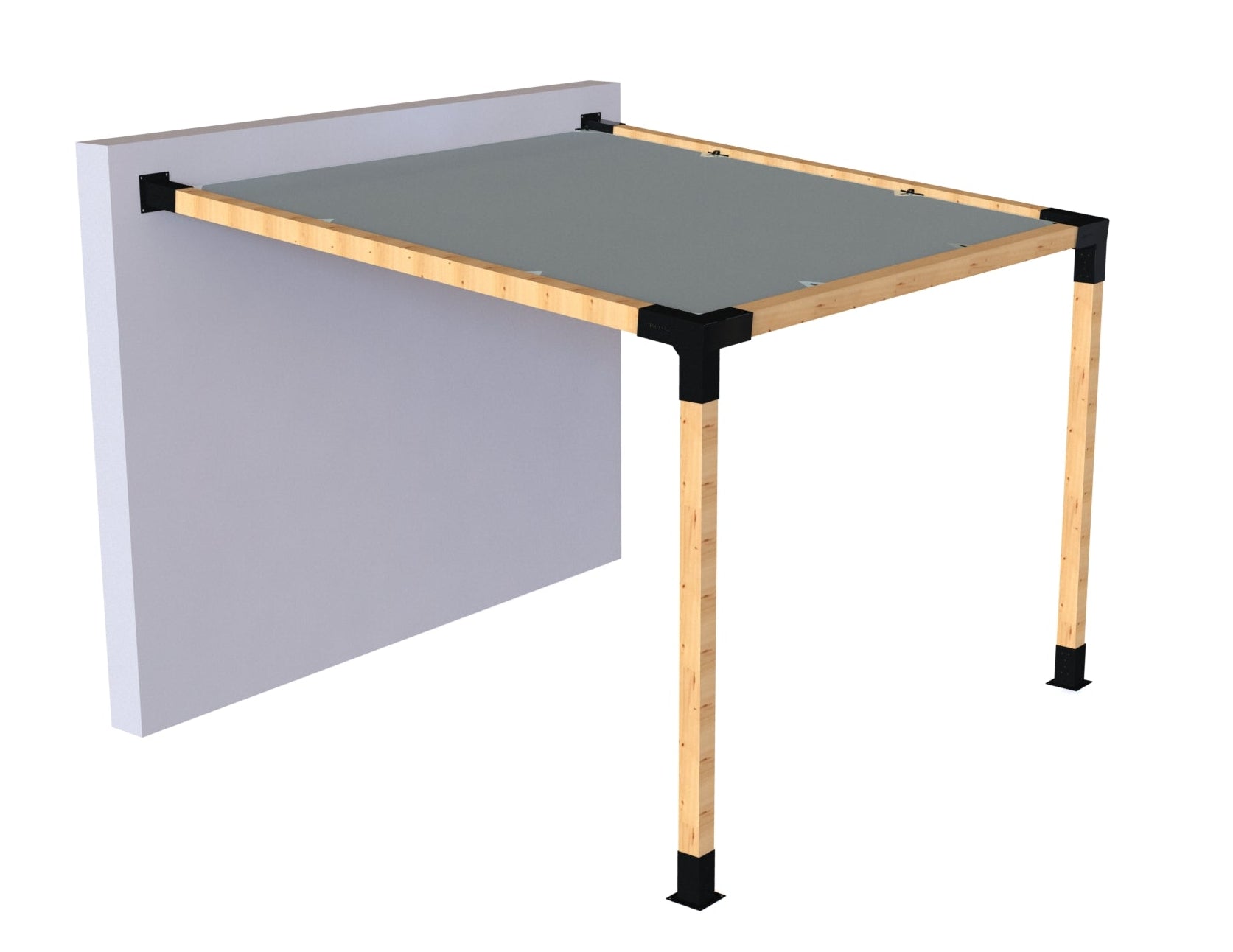 Angled Wall Mounted Pergola with Beige Shade Sail_MODAPRAX